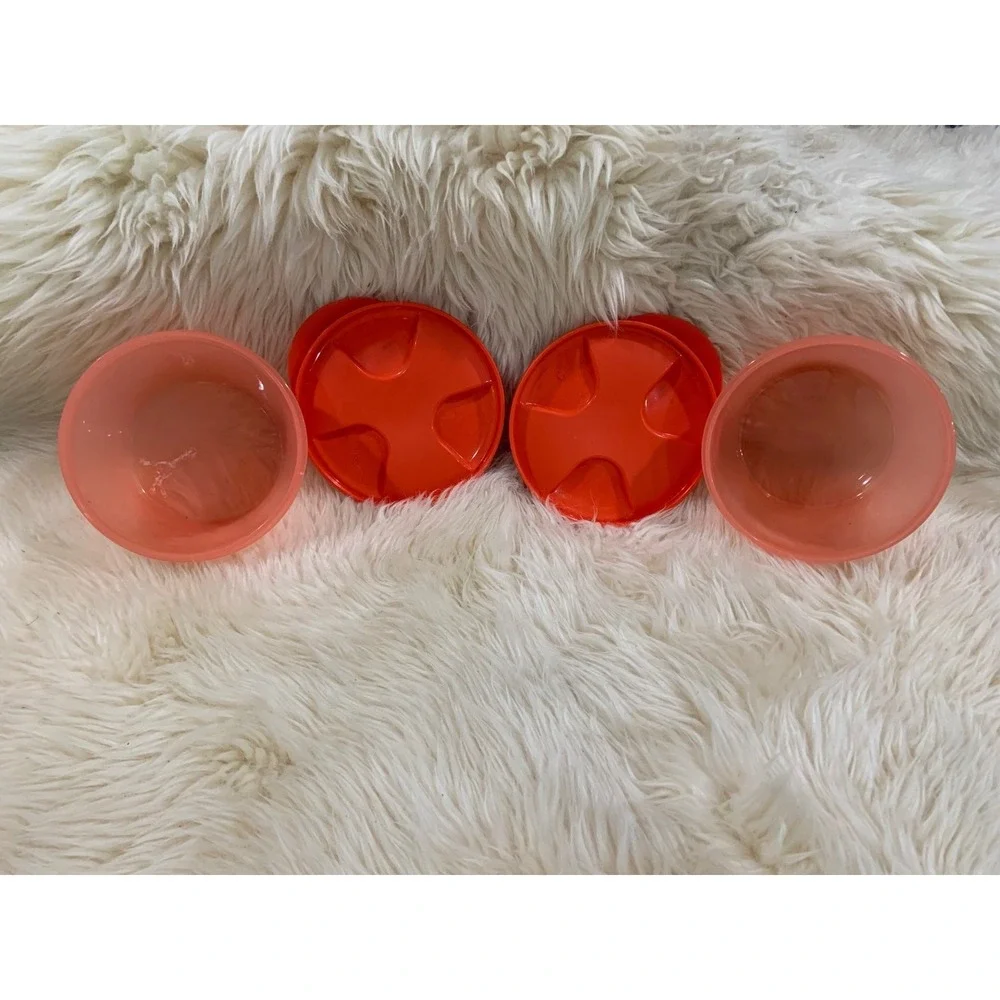 Tupperware Duo Containers 2-Pc Set Orange 500ml 2 Cup Snap Together Lids
